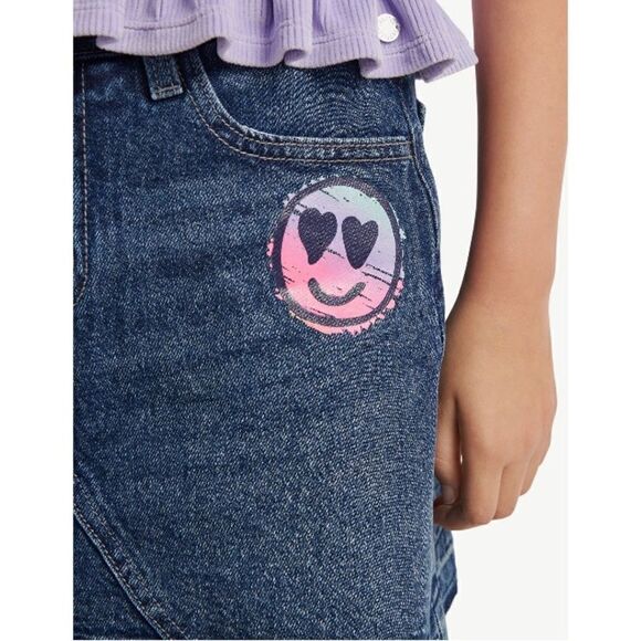 Justice Girls High Rise Icon Destructed Denim Skirt, Size XL 16/18 - Picture 7 of 7